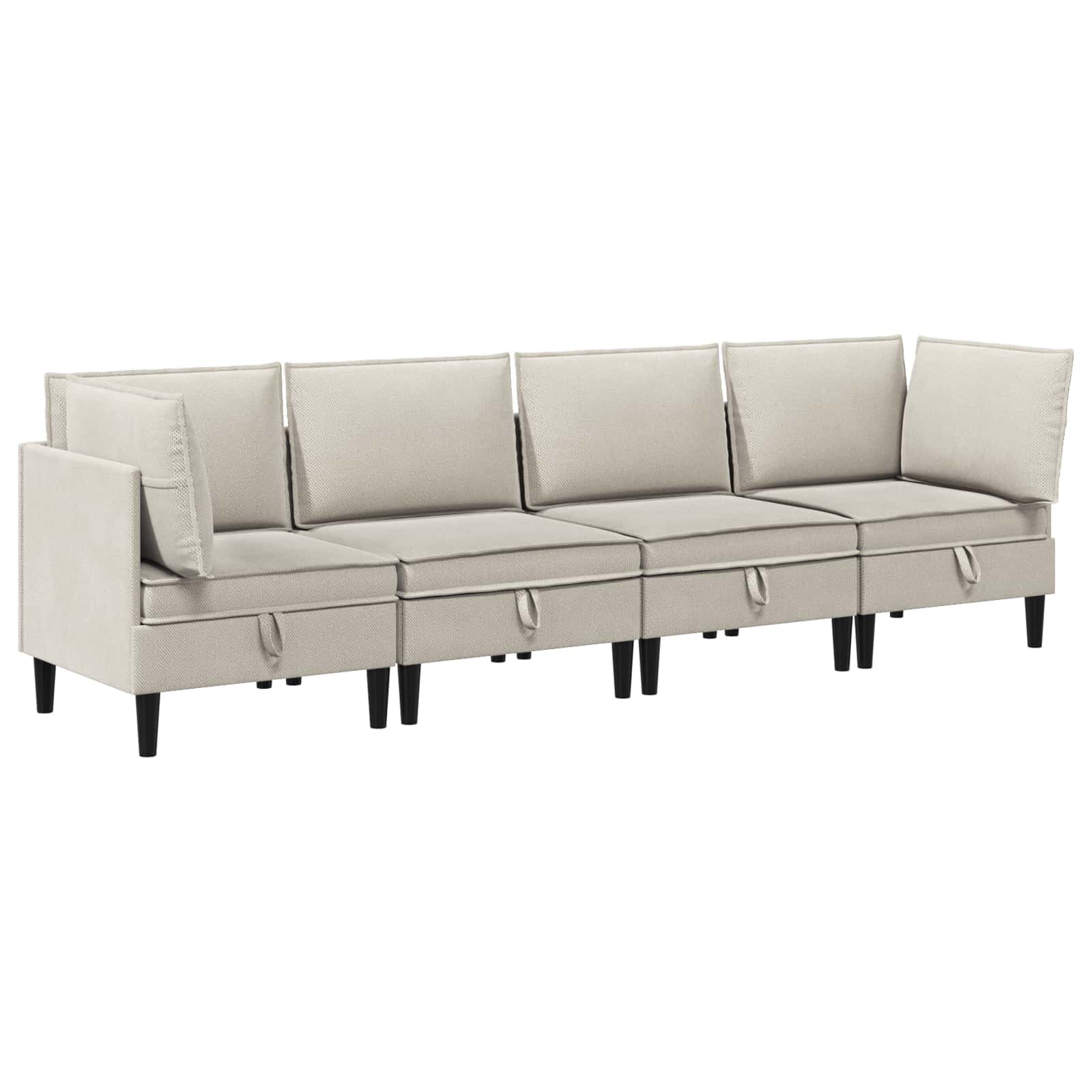 vidaXL Súprava nábytku do obývačky 4 ks Ovsená Látka