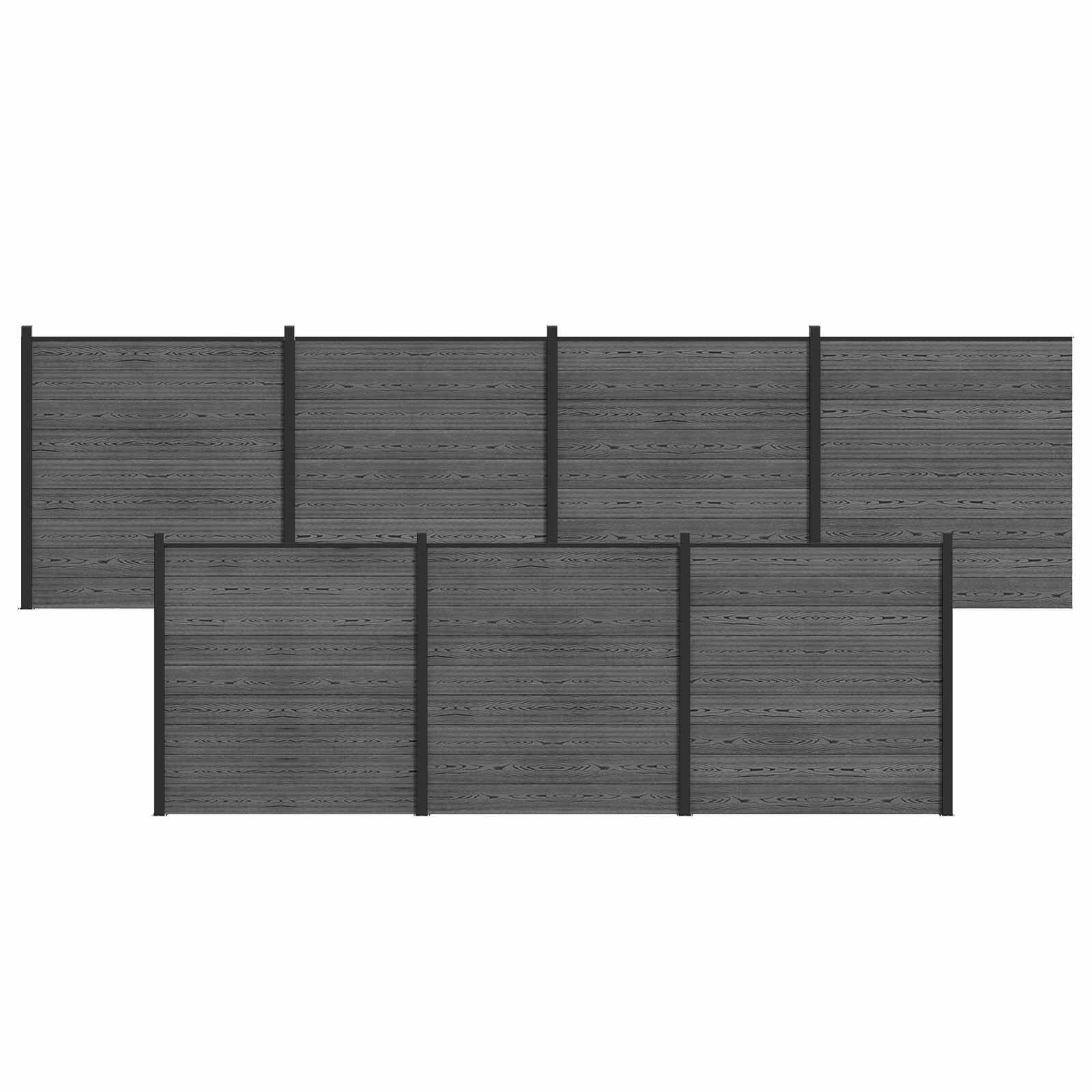 vidaXL Súprava plotov 7 ks 1218 x 186 cm WPC a hliník Sivá