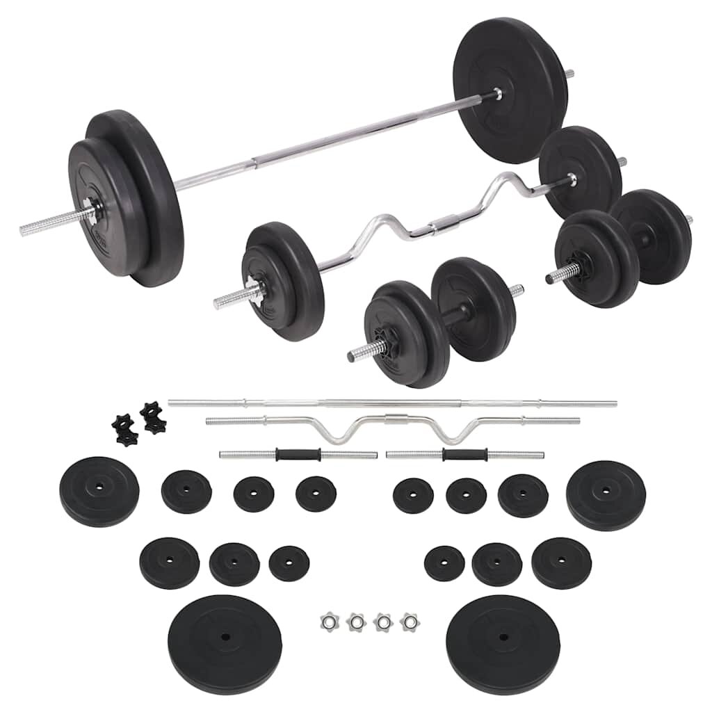 vidaXL Súprava závaží a tyčí barbell a dumbbell 90 kg