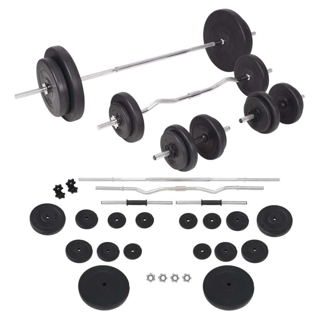 vidaXL Súprava závaží a tyčí barbell a dumbbell 90 kg