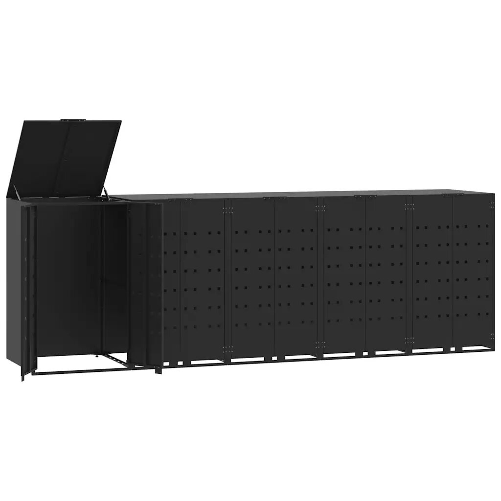 vidaXL Úložisko na 5 koše na kolieskach čierne 345x79x117 cm oceľ