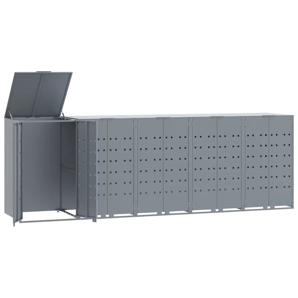 vidaXL Úložisko na 5 košov na kolieskach sivé 345x79x117 cm oceľ