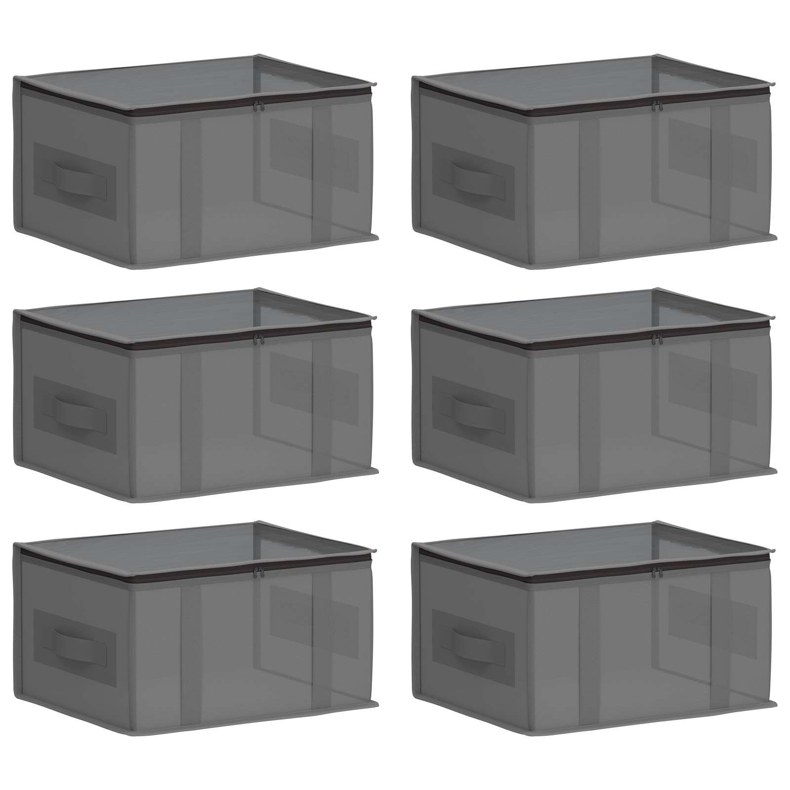 vidaXL Úložná krabica s priehľadným horným oknom 6 ks Netkaná látka