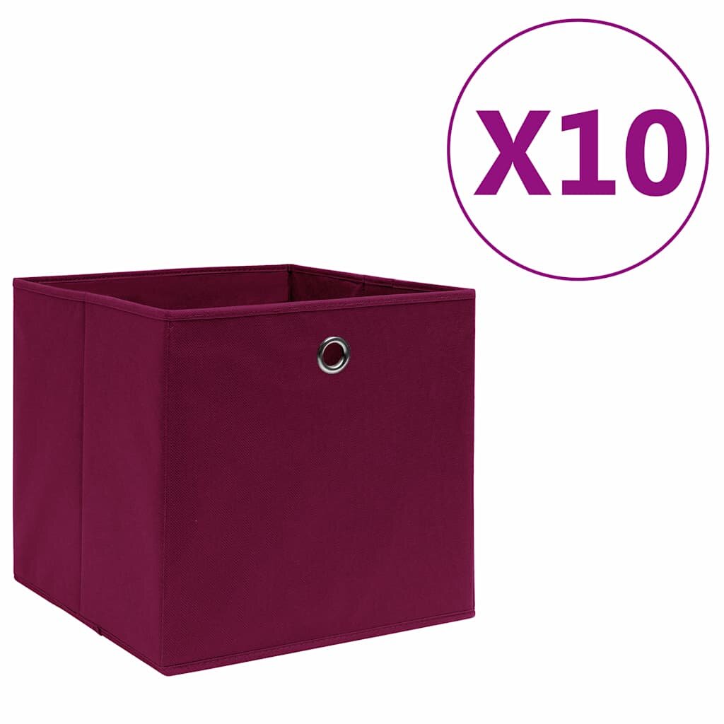 vidaXL Úložné boxy 10 ks netkaná textília 28x28x28 cm tmavočervené