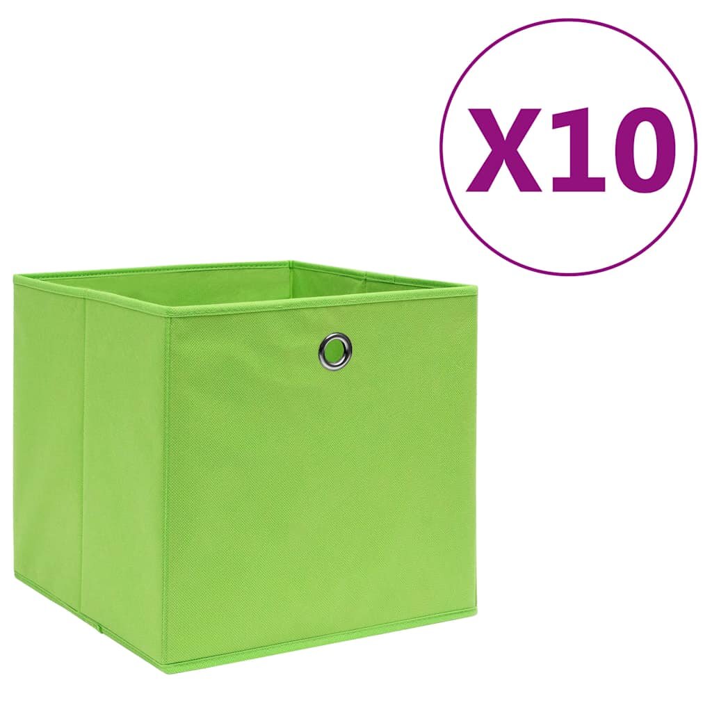 vidaXL Úložné boxy 10 ks netkaná textília 28x28x28 cm zelené
