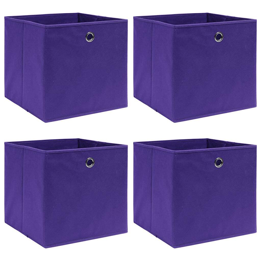 vidaXL Úložné boxy 4 ks fialové 32x32x32 cm látka
