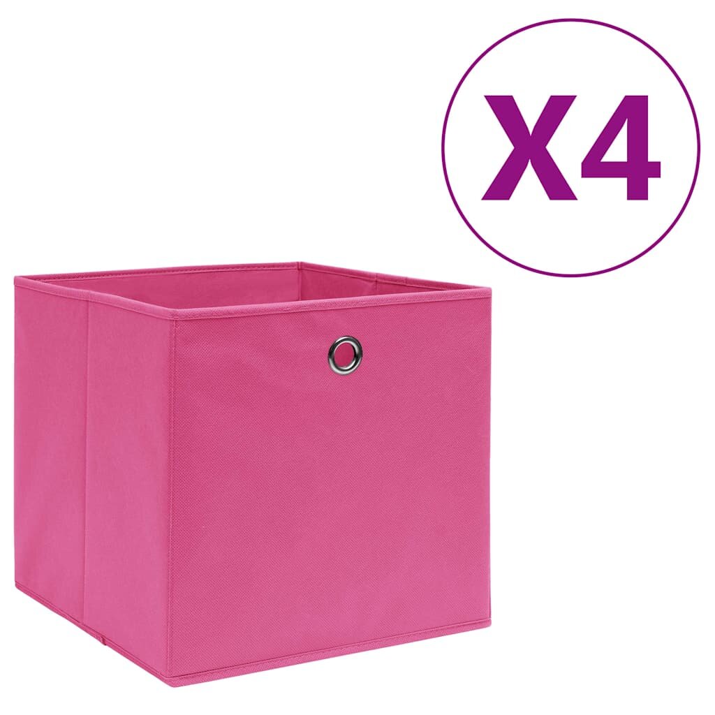 vidaXL Úložné boxy 4 ks netkaná textília 28x28x28 cm ružové