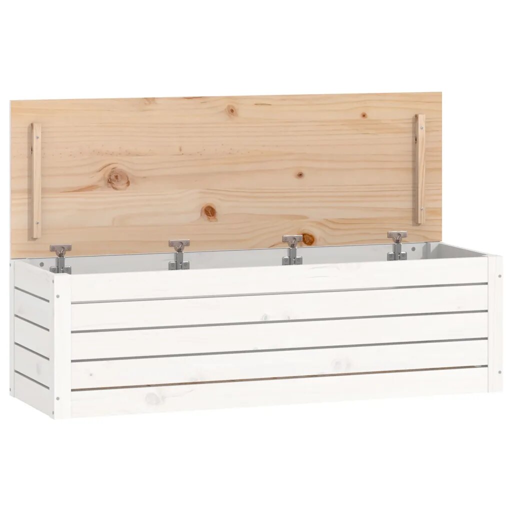 vidaXL Úložný box biely 109x365x33 cm masívna borovica