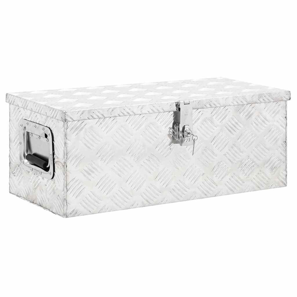 vidaXL Úložný box strieborný 70x31x27 cm hliník