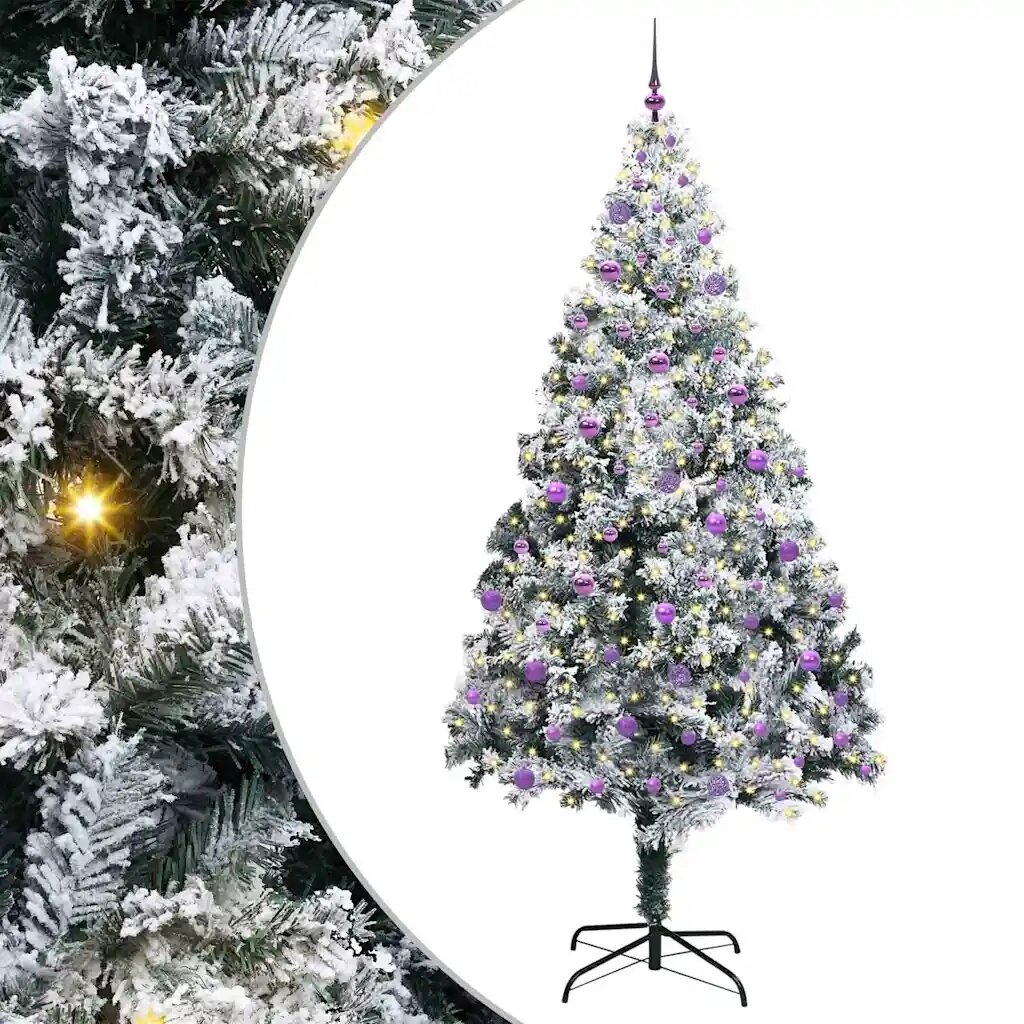 vidaXL Umelý vianočný stromček Biela 240 cm PVC a Oceľ a Plast