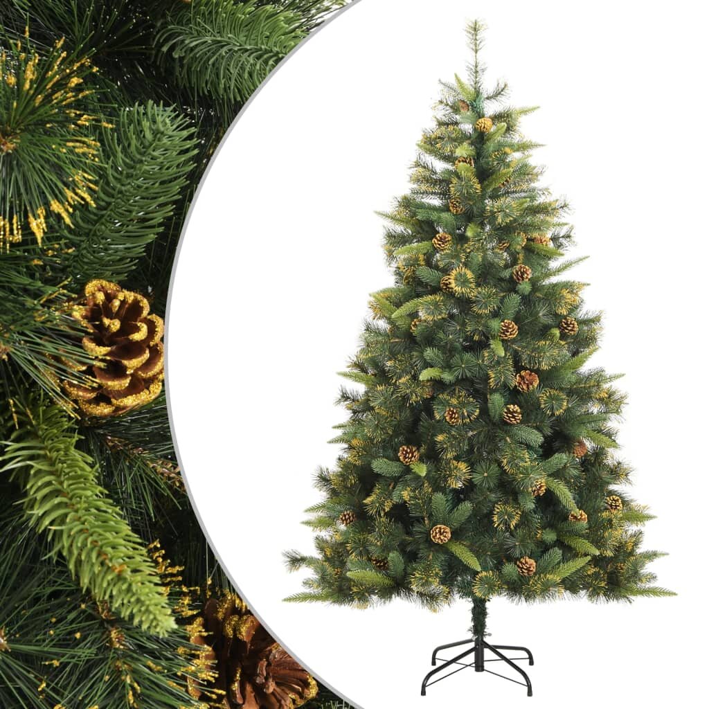 vidaXL Umelý výklopný vianočný stromček so šiškami 240 cm