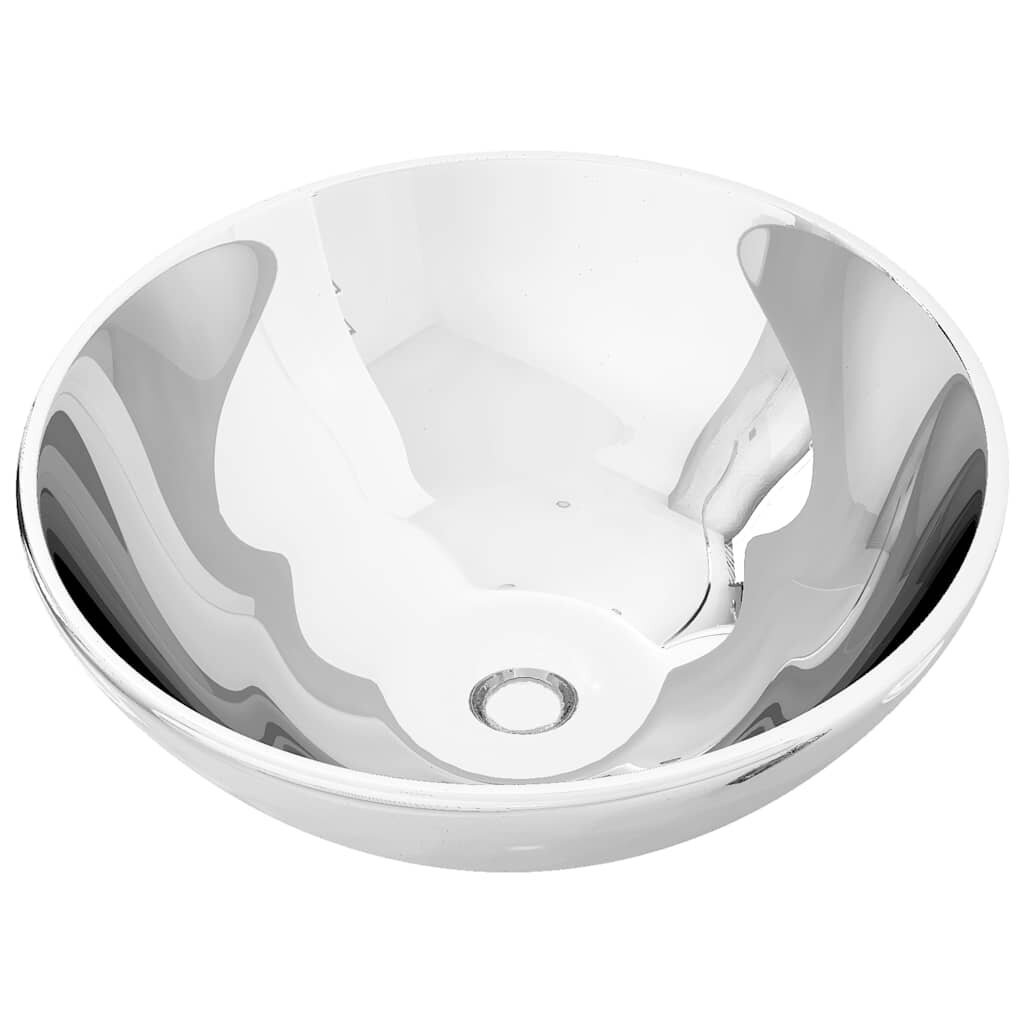 vidaXL Umývadlo 325x14 cm keramické strieborné