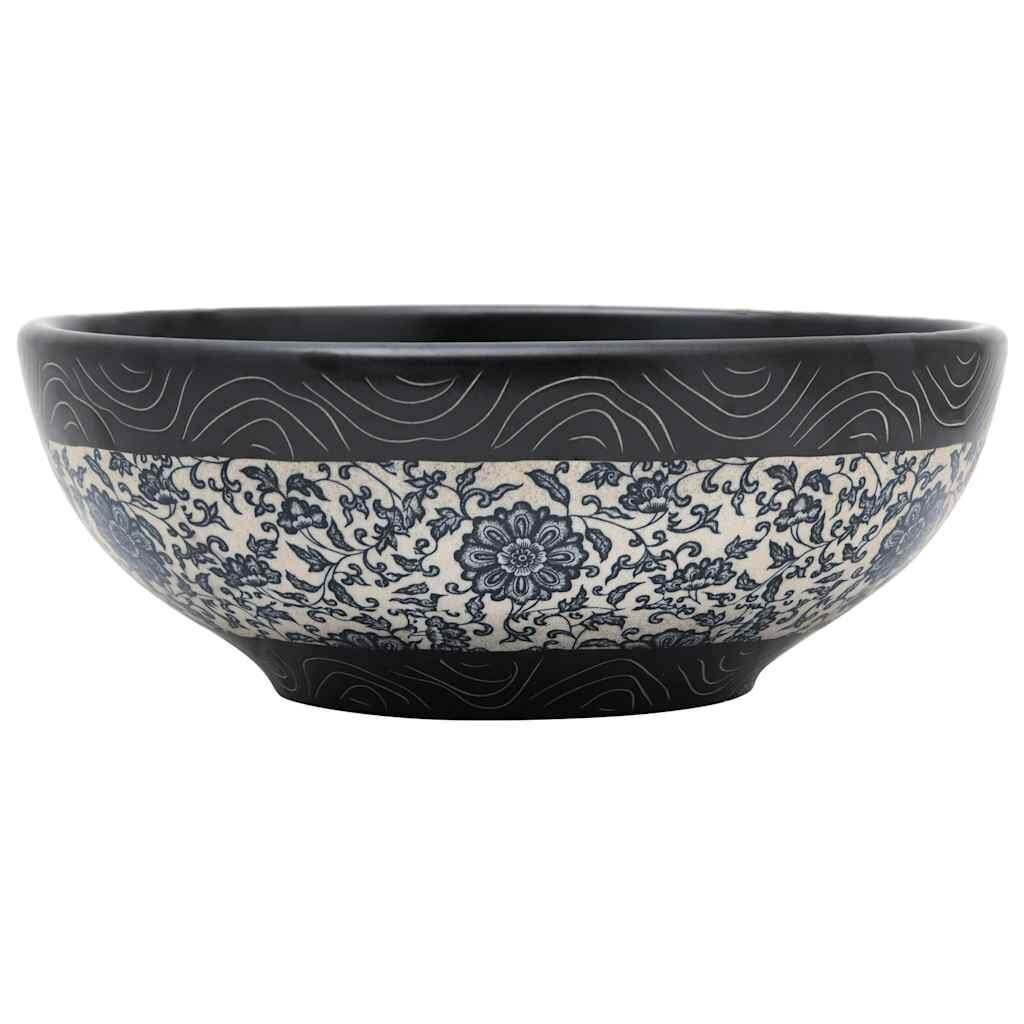 vidaXL Umývadlo na dosku čierno-modré okrúhle Φ41x14 cm keramické