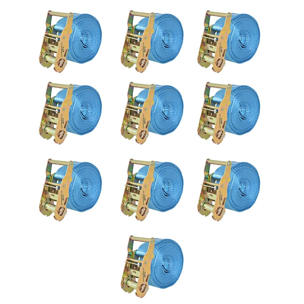 vidaXL Upínacie popruhy s račňou 10 ks 2 tony 6mx38mm modré