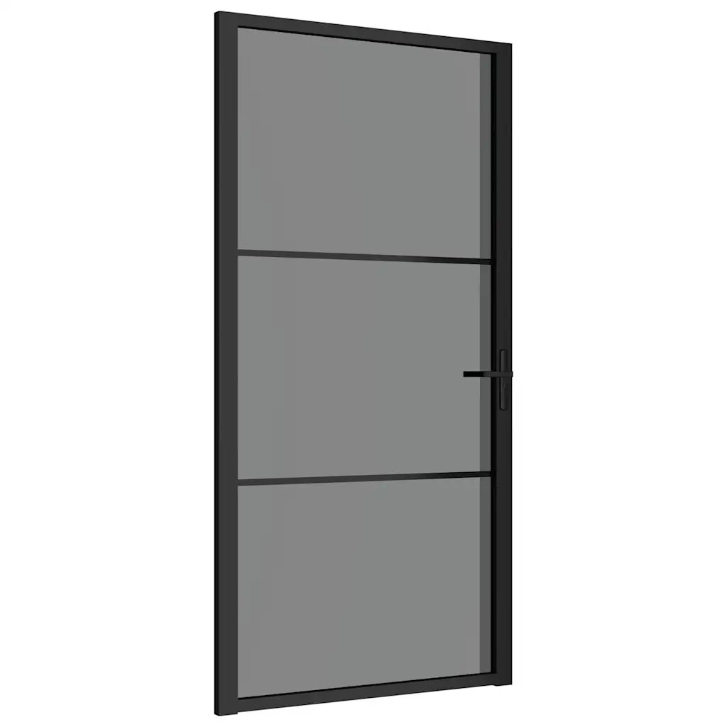 vidaXL Vnútorné dvere 1025x2015 cm čierne ESG sklo a hliník