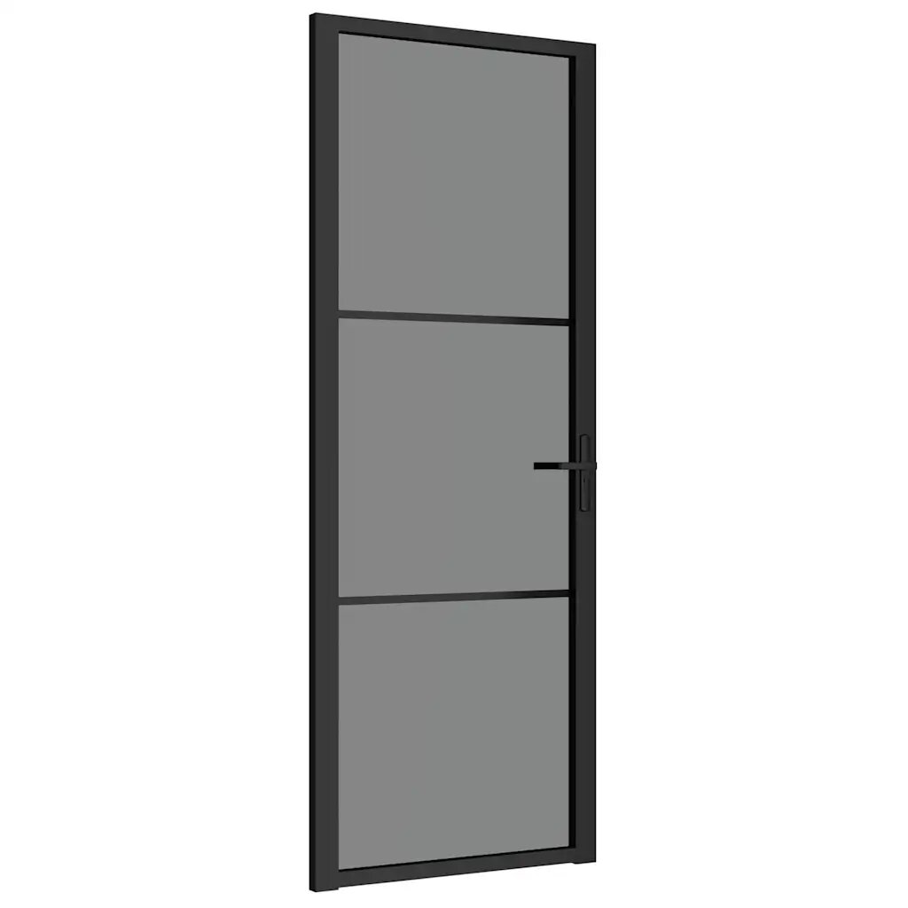vidaXL Vnútorné dvere 76x2015 cm čierne ESG sklo a hliník