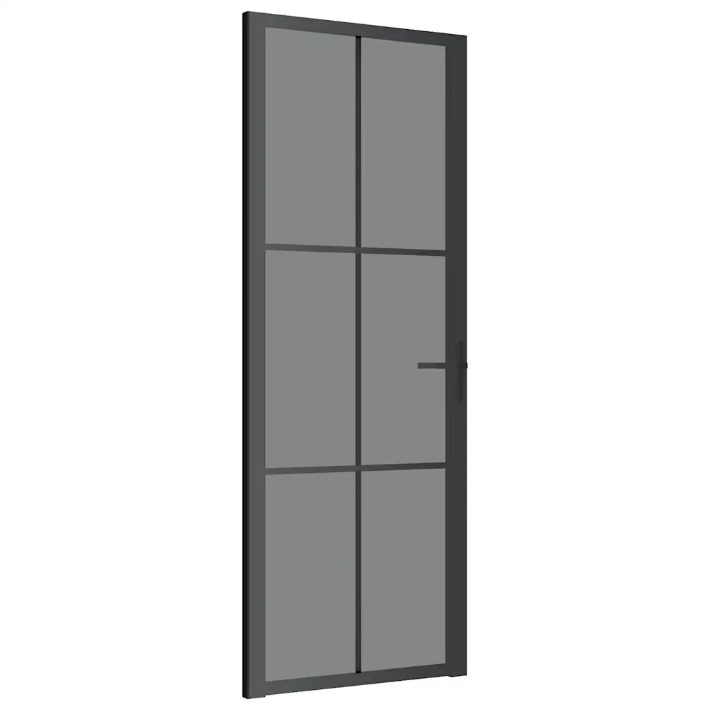 vidaXL Vnútorné dvere 76x2015 cm čierne ESG sklo a hliník