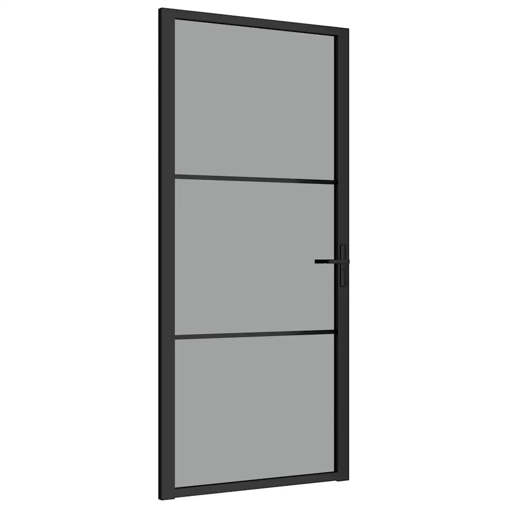 vidaXL Vnútorné dvere 93x2015 cm čierne ESG sklo a hliník