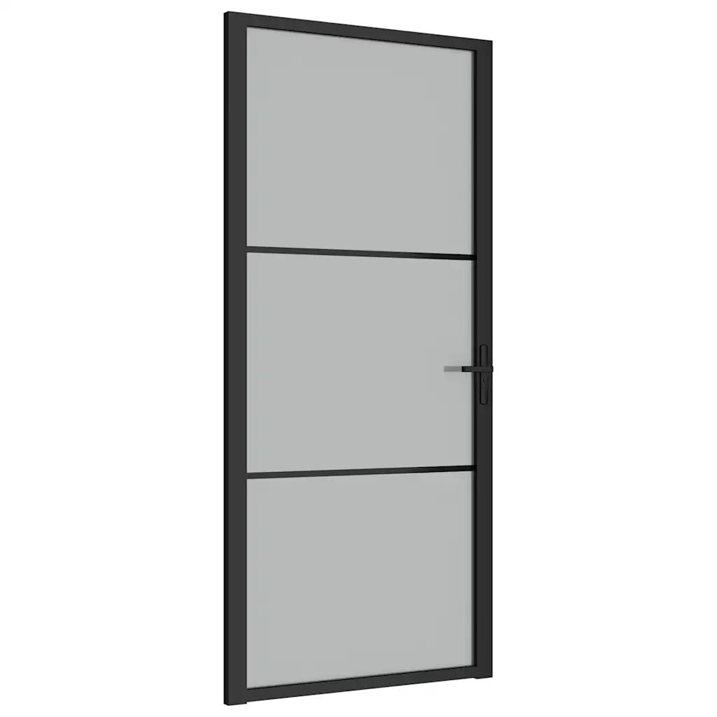 vidaXL Vnútorné dvere 93x2015 cm čierne matné sklo a hliník