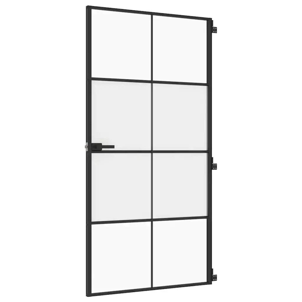 vidaXL Vnútorné dvere tenké čierne 1025x2015cm tvrdené sklo a hliník