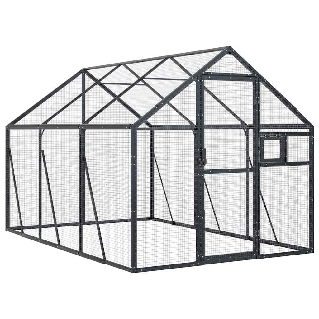 vidaXL Voliéra antracitová 179x3x185 m hliník