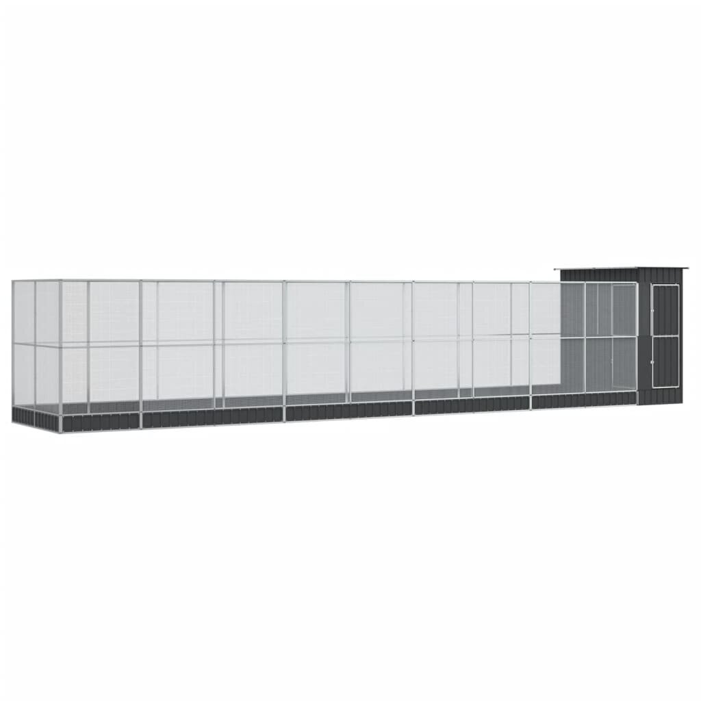vidaXL Voliéra s nadstavcom strieborná 1037x203x216 cm oceľ