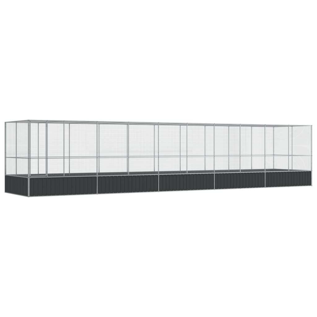 vidaXL Voliéra s nadstavcom strieborná 1039x207x212 cm oceľ