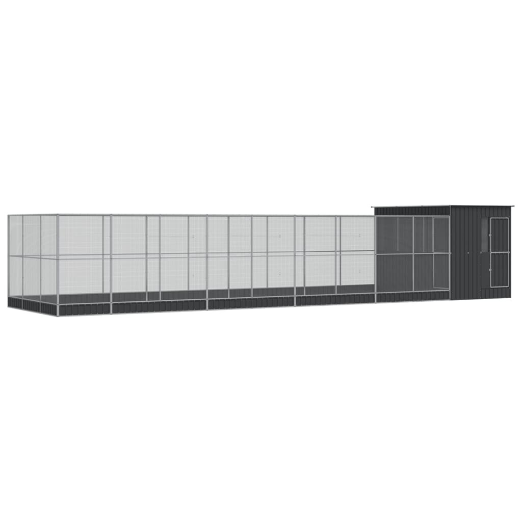 vidaXL Voliéra s nadstavcom strieborná 1118x303x216 cm oceľ