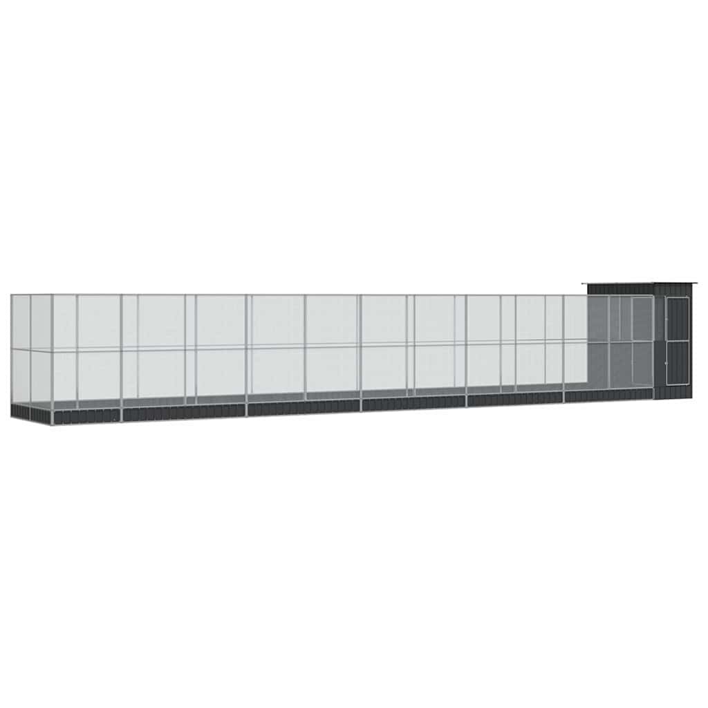 vidaXL Voliéra s nadstavcom strieborná 1244x203x216 cm oceľ