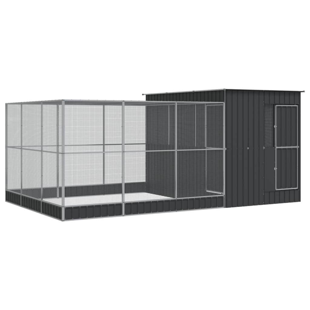 vidaXL Voliéra s nadstavcom strieborná 497x303x216 cm oceľ