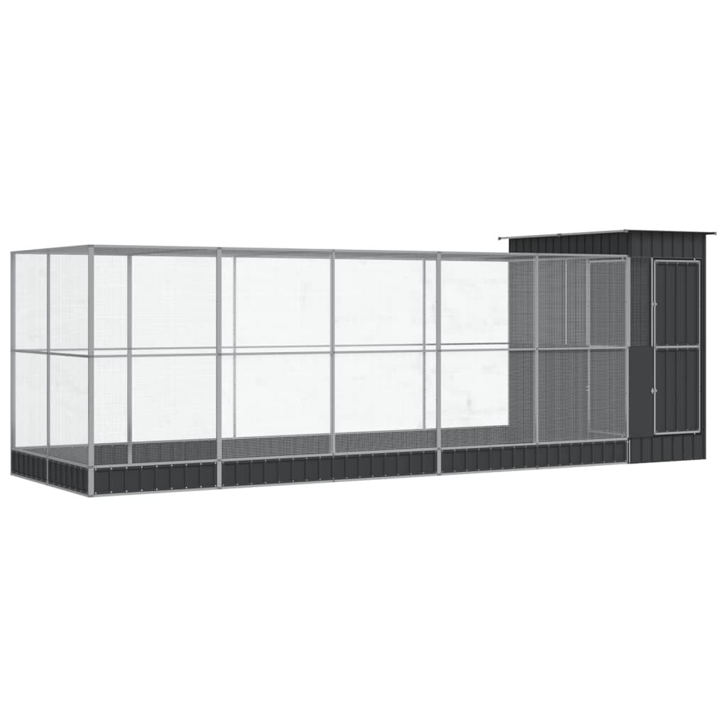 vidaXL Voliéra s nadstavcom strieborná 623x203x216 cm oceľ
