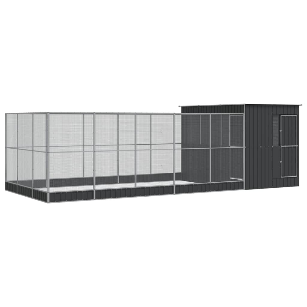 vidaXL Voliéra s nadstavcom strieborná 704x303x216 cm oceľ