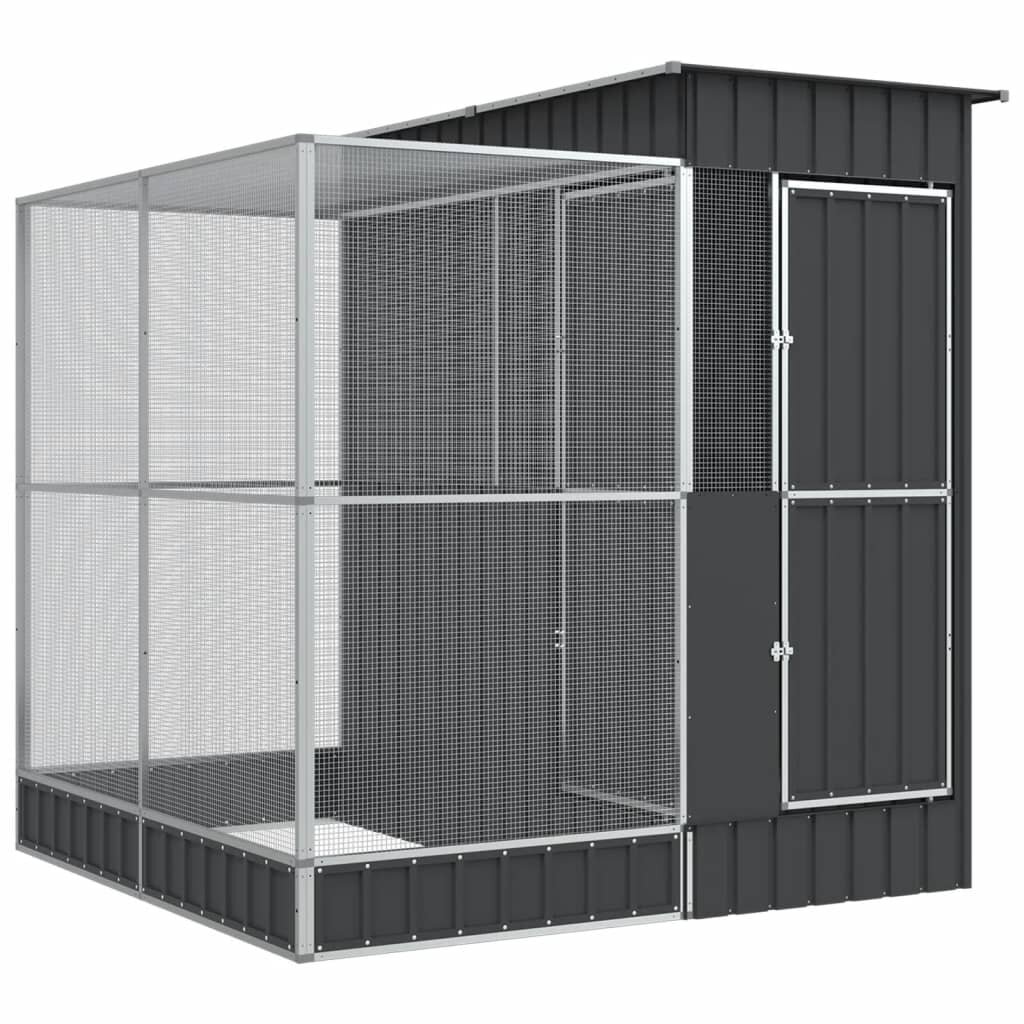 vidaXL Voliéra s prístavbou strieborná 209x203x216 cm oceľová
