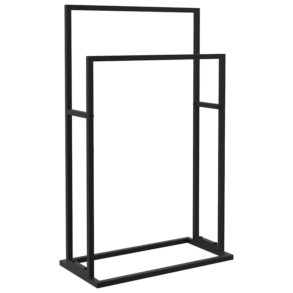 vidaXL Voľne stojaci vešiak na uteráky čierny 48x24x785 cm železo