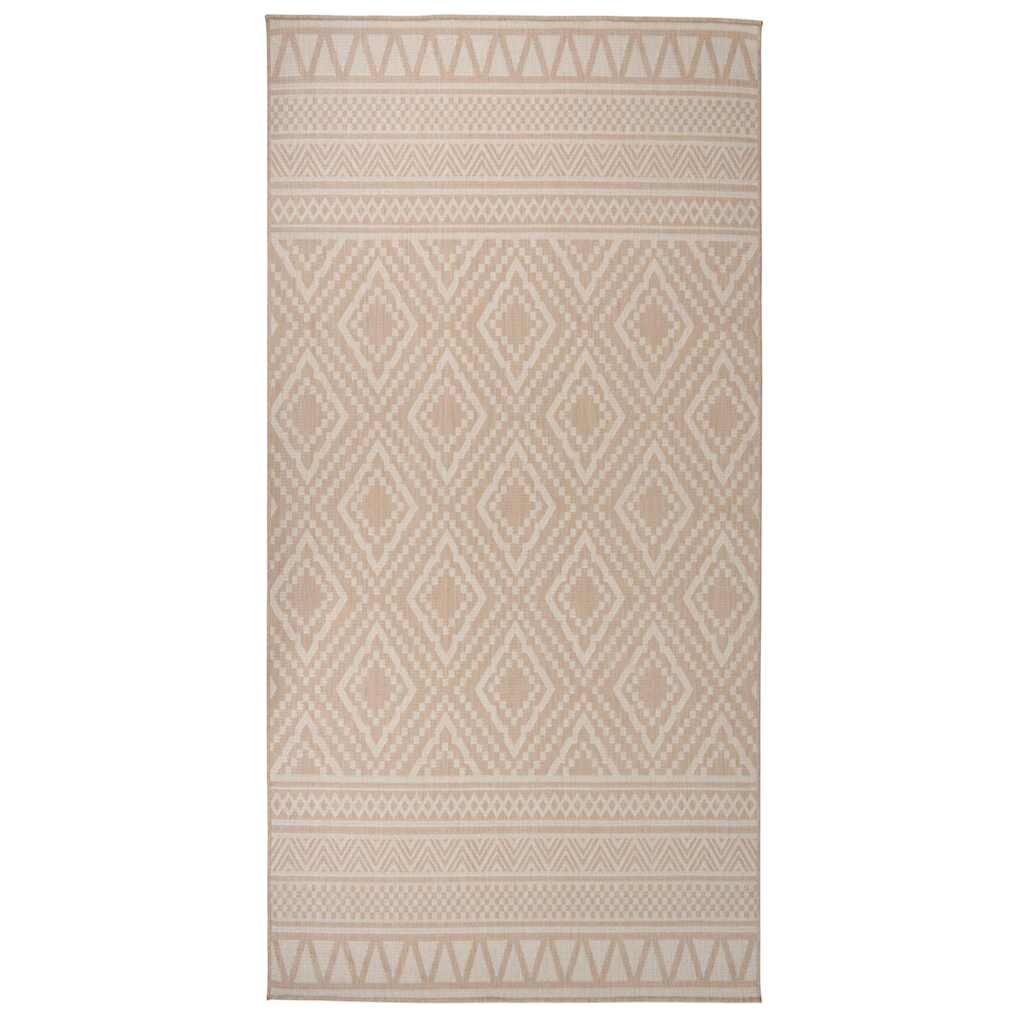 vidaXL Vonkajší koberec s plochým tkaním 100x200 cm hnedý pruhovaný
