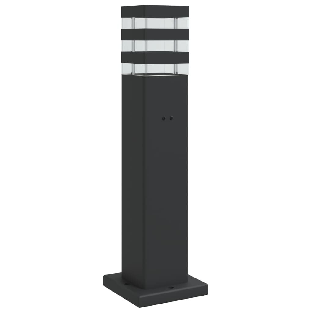 vidaXL Vonkajšia stojaca lampa so zásuvkou čierna 50 cm hliník