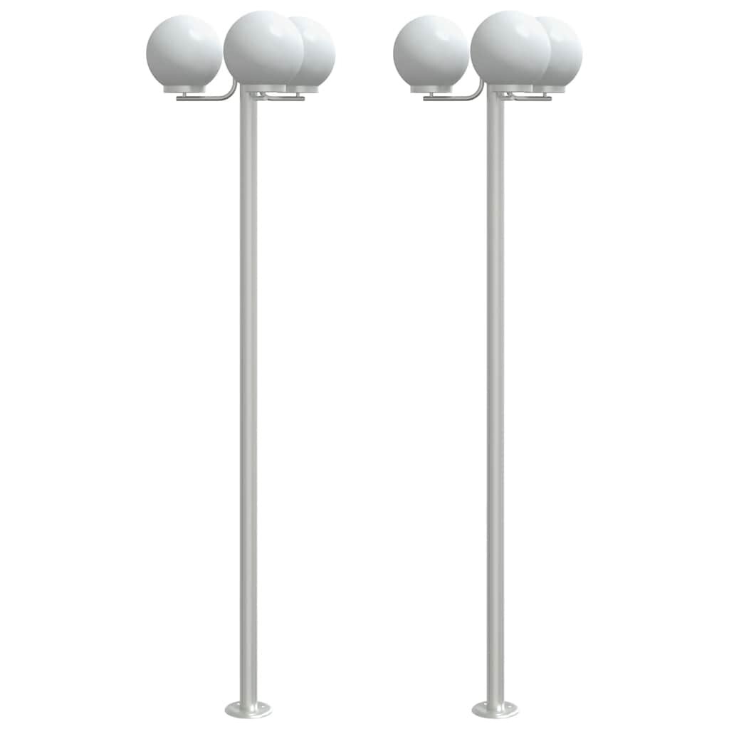 vidaXL Vonkajšie stojace lampy 2ks strieborné 215cm nehrdzavejúca oceľ