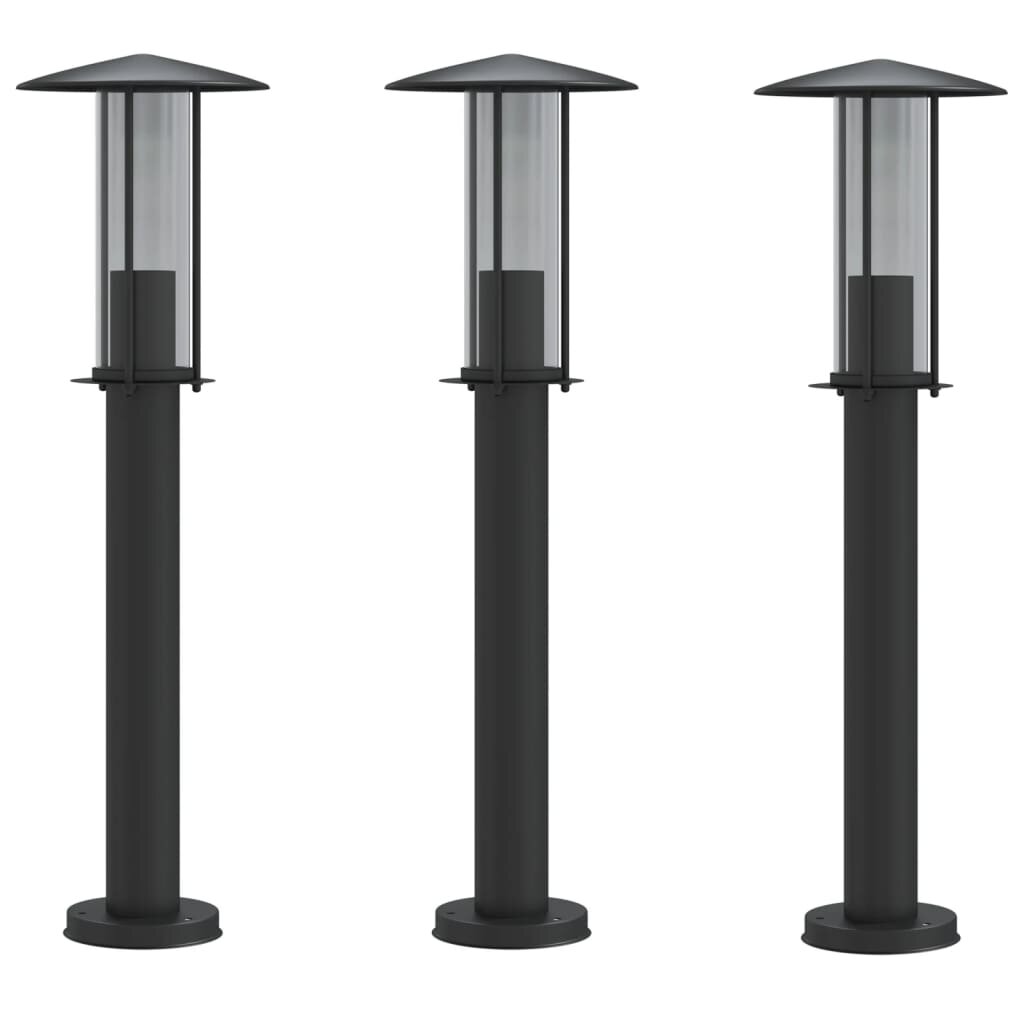 vidaXL Vonkajšie stojace lampy 3 ks čierne 60 cm nehrdzavejúca oceľ