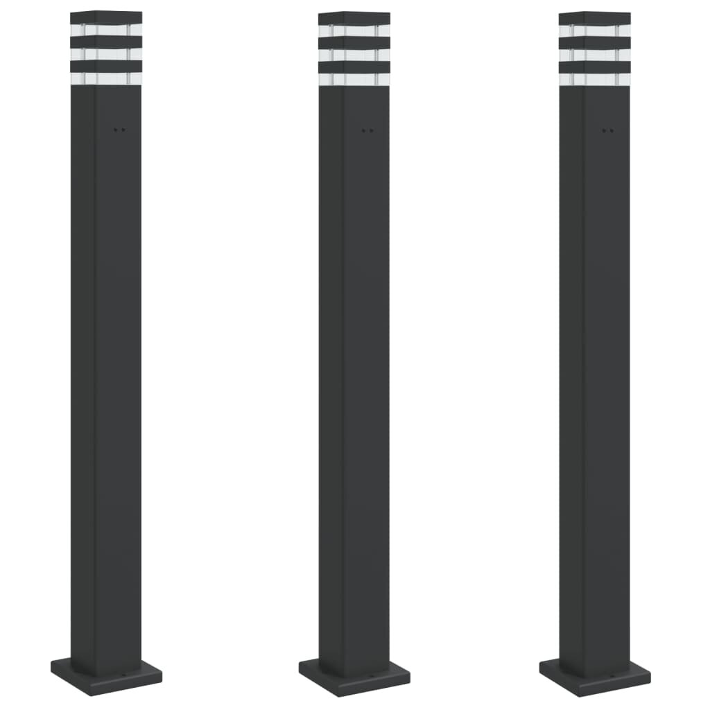 vidaXL Vonkajšie stojace lampy so zásuvkou 3 ks čierne 110 cm hliník