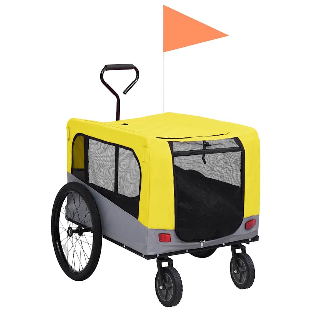 vidaXL Vozík pre domáce zvieratá na bicykel/beh 2-v-1 žlto sivý