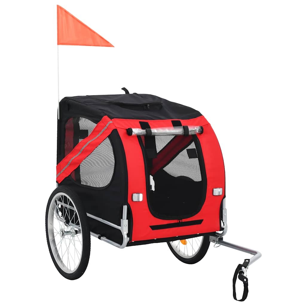 vidaXL Vozík za bicykel pre psa červeno čierny