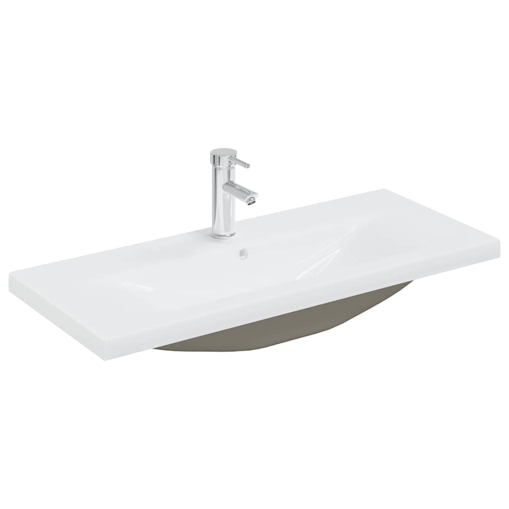 vidaXL Vstavané umývadlo s batériou 91x39x18 cm keramika biele