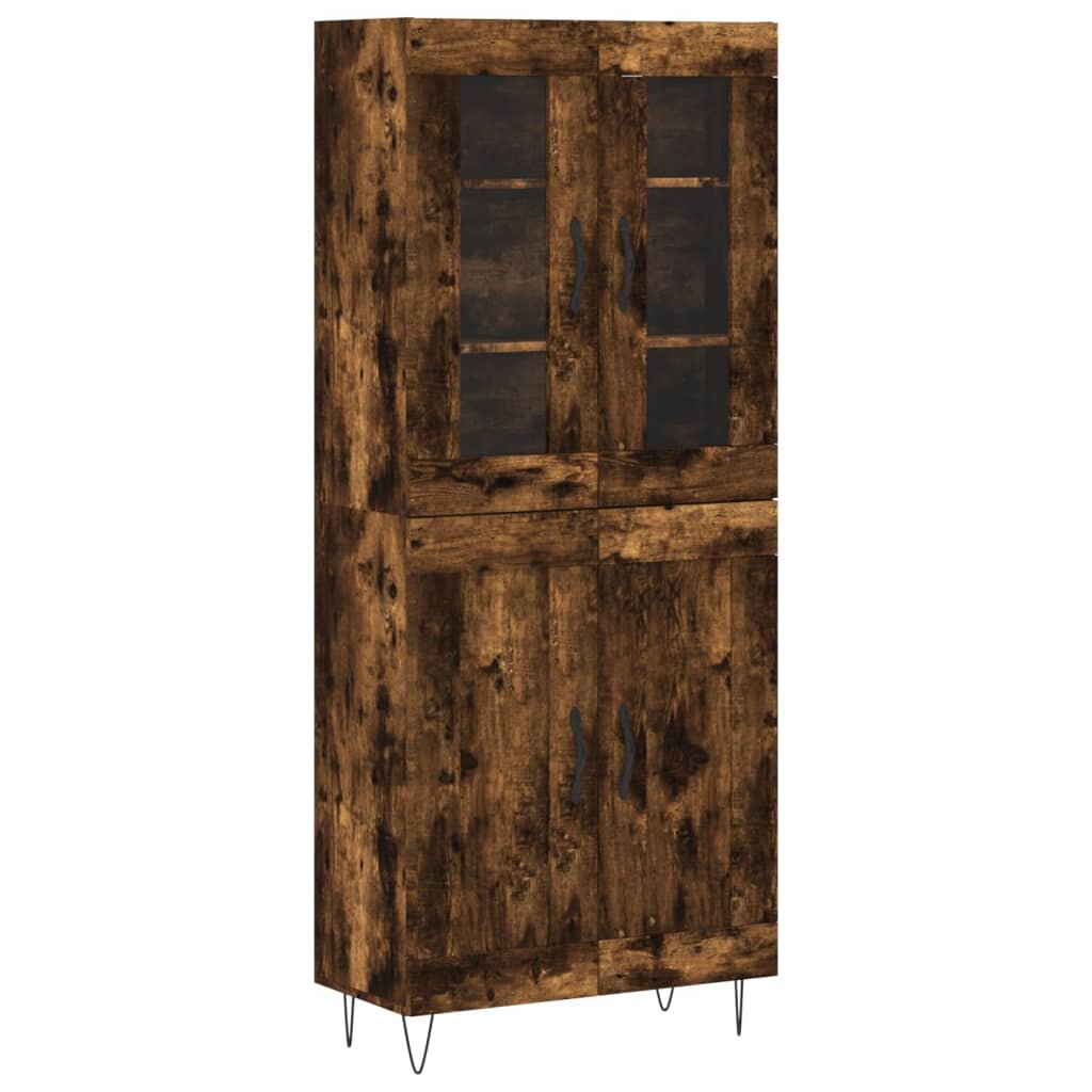 vidaXL Vysoká skrinka dymový dub 695x34x180 cm spracované drevo