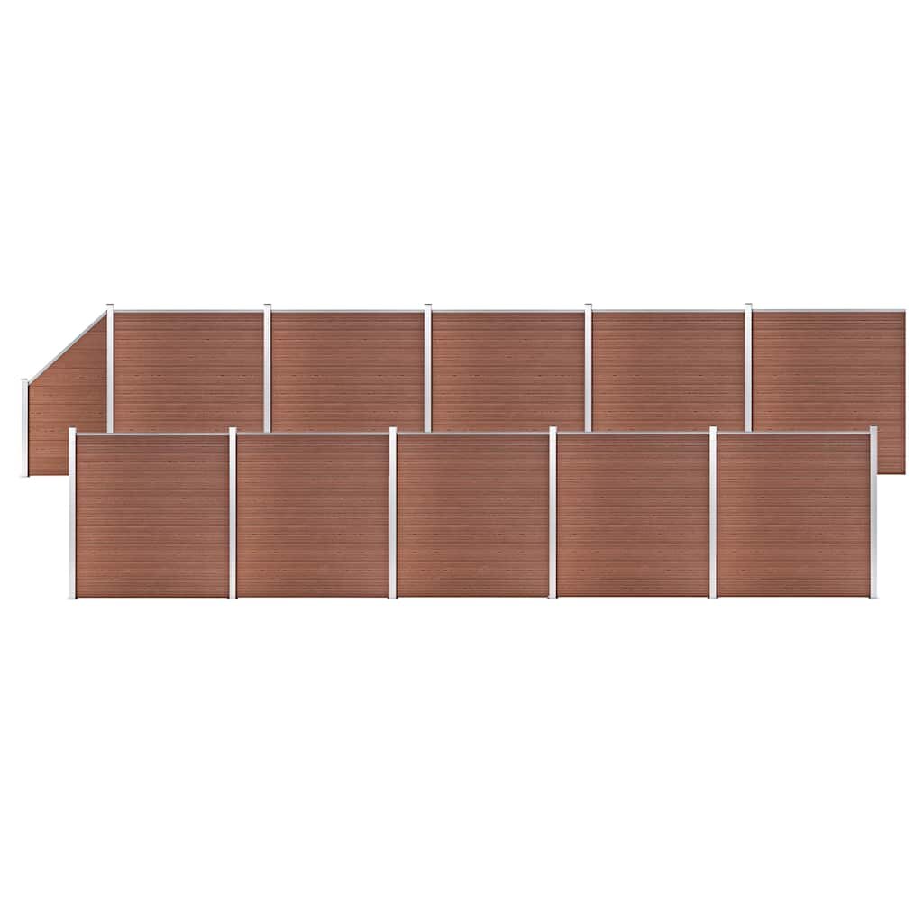 vidaXL WPC plot 10 štvorcových + 1 zošikmený diel 1830x186 cm hnedý