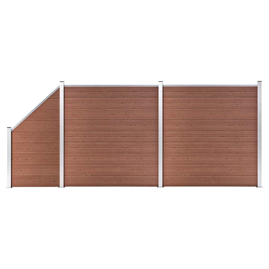 vidaXL WPC plot 2 štvorcové + 1 zošikmený diel 446x186 cm hnedý