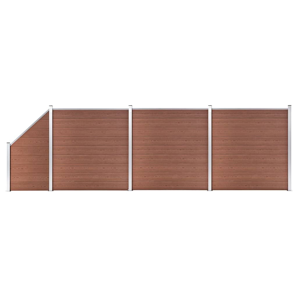 vidaXL WPC plot 3 štvorcové + 1 zošikmený diel 619x186 cm hnedý