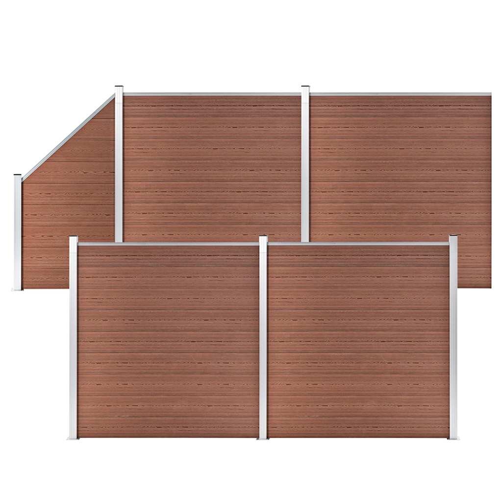 vidaXL WPC plot 4 štvorcové + 1 zošikmený diel 792x186 cm hnedý
