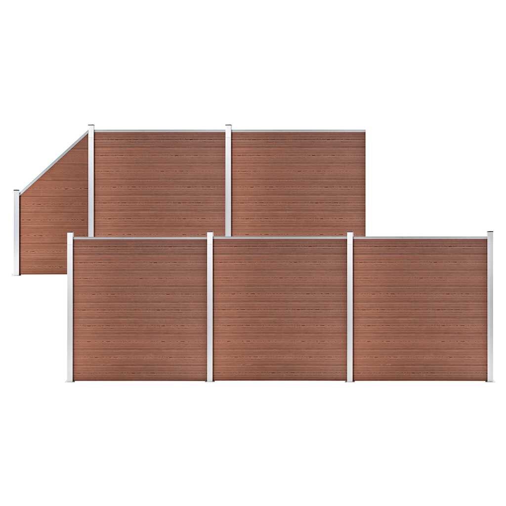 vidaXL WPC plot 5 štvorcových + 1 zošikmený diel 965x186 cm hnedý