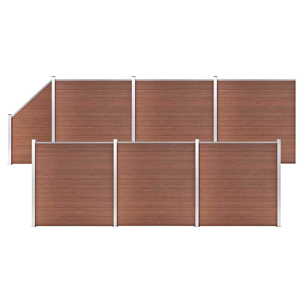vidaXL WPC plot 6 štvorcových + 1 zošikmený diel 1138x186 cm hnedý