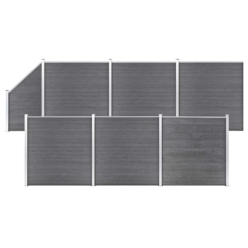 vidaXL WPC plot 6 štvorcových + 1 zošikmený diel 1138x186 cm sivý